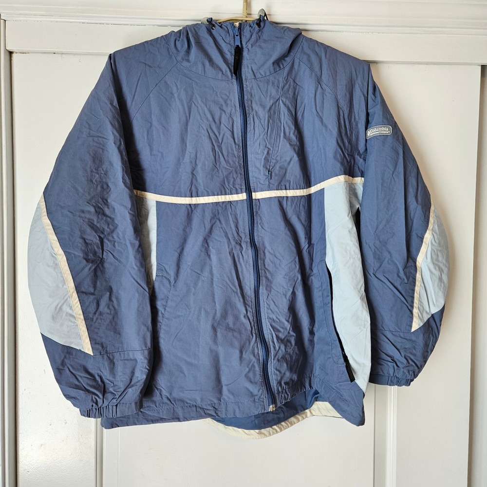 Columbia Packable Windbreaker Jacket Womens XL Blue‎ Coat Y2K Lightweight Spring